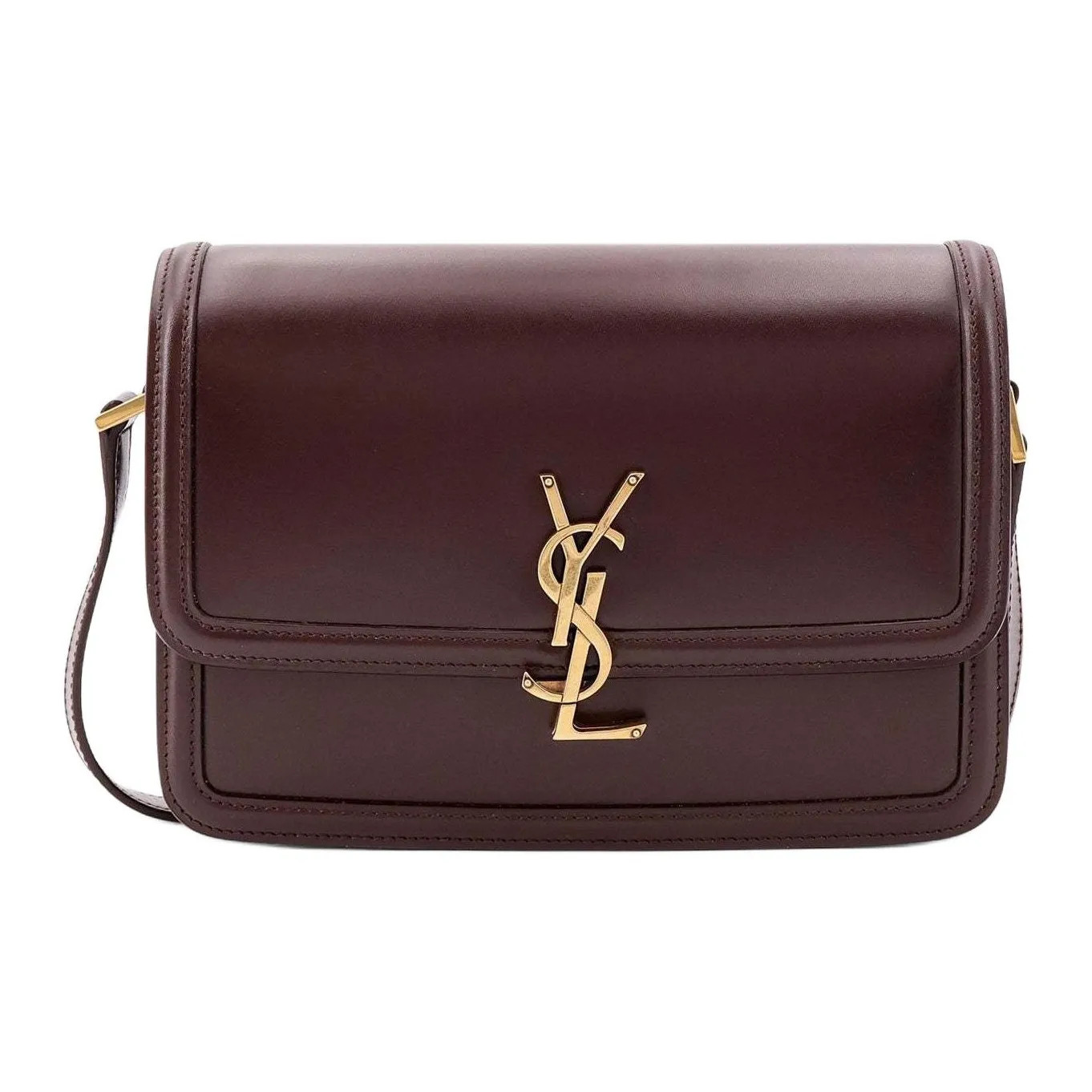 YSL Brown Leather Crossbody Shoulder Bag for Women 9.1x6.3x2.4 Inches