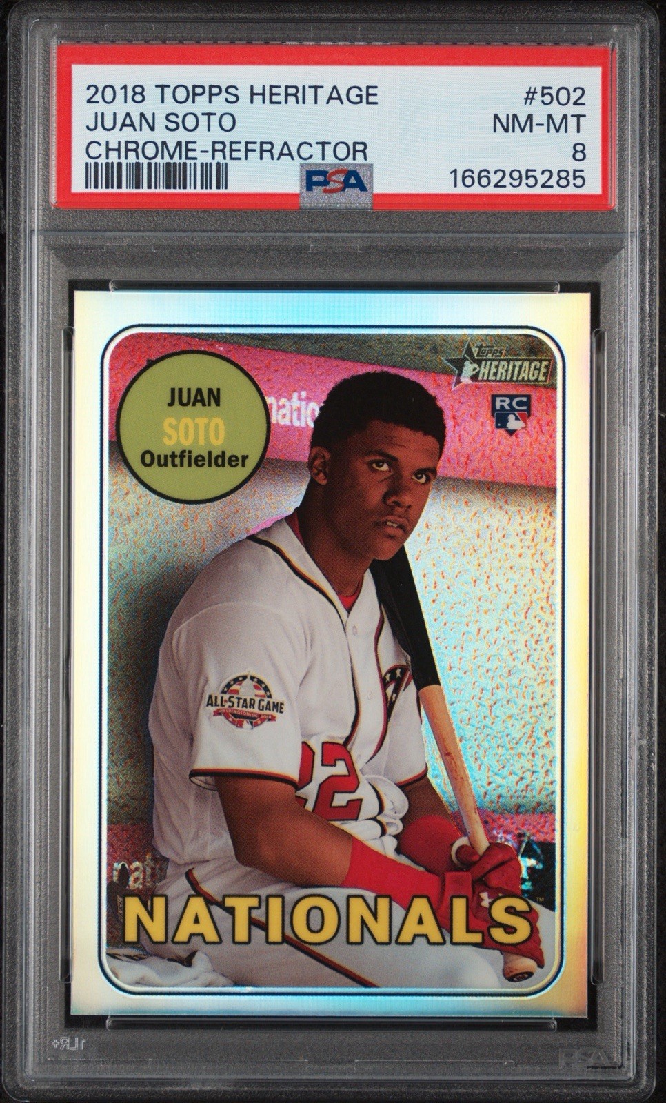 Juan Soto 2018 Topps Heritage Chrome Refractor /569 Rookie PSA 8 Low Pop