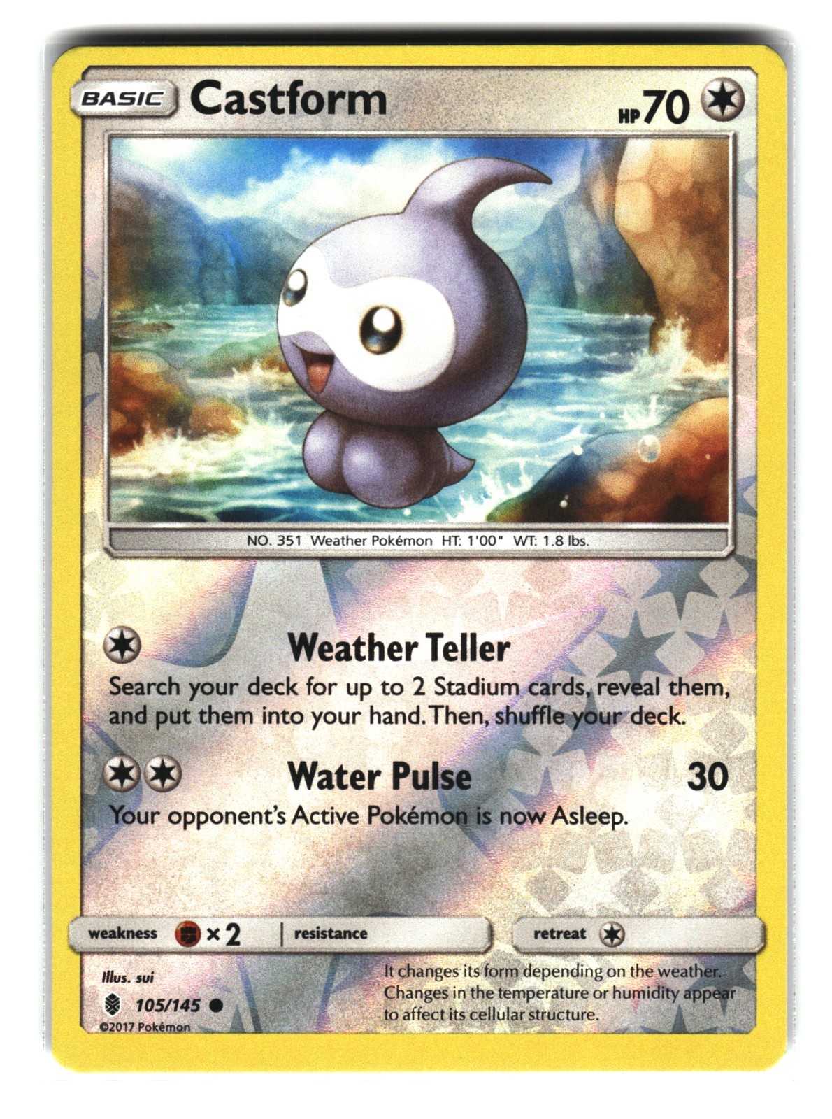 Castform 105/145 Reverse Holo Guardians Rising Pokemon NM