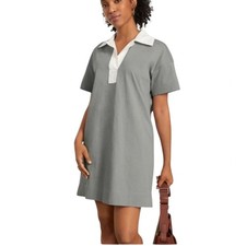 NWT Everlane The Organic Cotton Polo Dress Fog Grey Short Sleeve Size XS