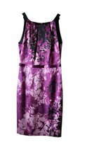 Elie Tahari Silk Satin Floral Belted Sleeveless Sheath Dress Size- 6