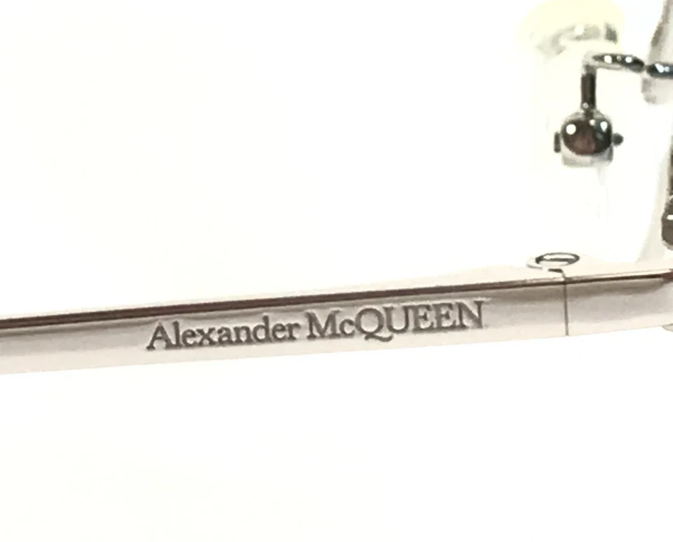 Alexander McQueen Sunglasses AM0342S 004 Silver Frames with Blue Gradient Lenses - Image 4 of 4