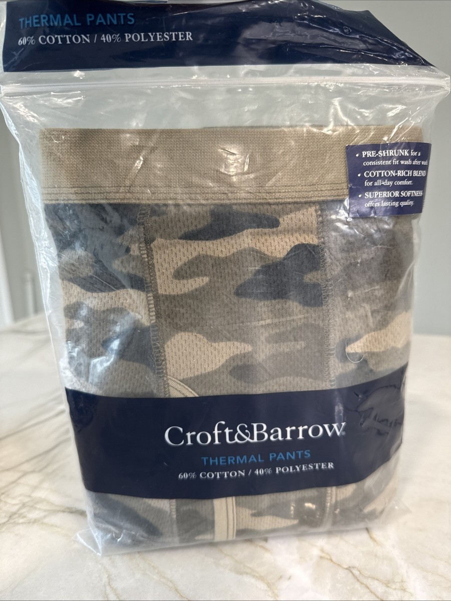 Croft & Barrow Thermal Pants XXL Camo Cotton Blend Long Johns Base 