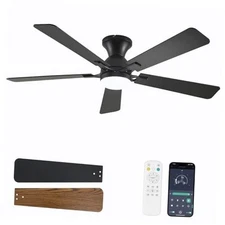 Ceiling Fans with Lights, 52 Inch Low Profile Ceiling Fan with 52 inch Black