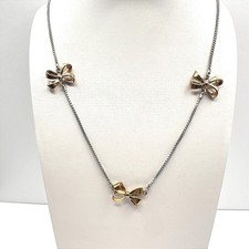 Unbranded Necklace Vintage 90s Y2K Women 17" Gold Silver Excellent Bow Station
