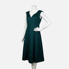 Donna Karan New York Women's Green Textured Sweetheart Cap-Sleeve Dress Size 12
