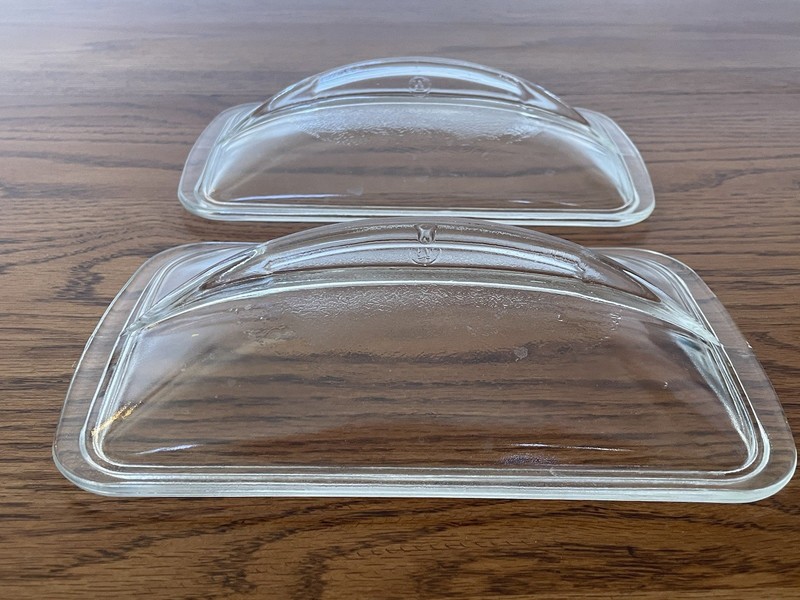 2 Vintage Westinghouse Glass Fin LIDS ONLY for Loaf Pan Dish Clear As Is