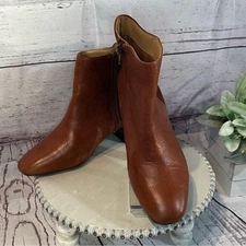 Crown Vintage Tan Caramel Cognac Leather Ankle Booties Size 7.5