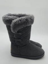 Apr s by Lamo Kids Winter Boots Size 1 Youth Gray Faux Fur Quilted Toggle Warm