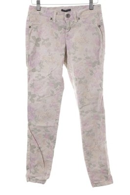 SISLEY Röhrenhose Damen Hose Gr. DE 34 hellbeige-blassgrün-rosa Casual-Look