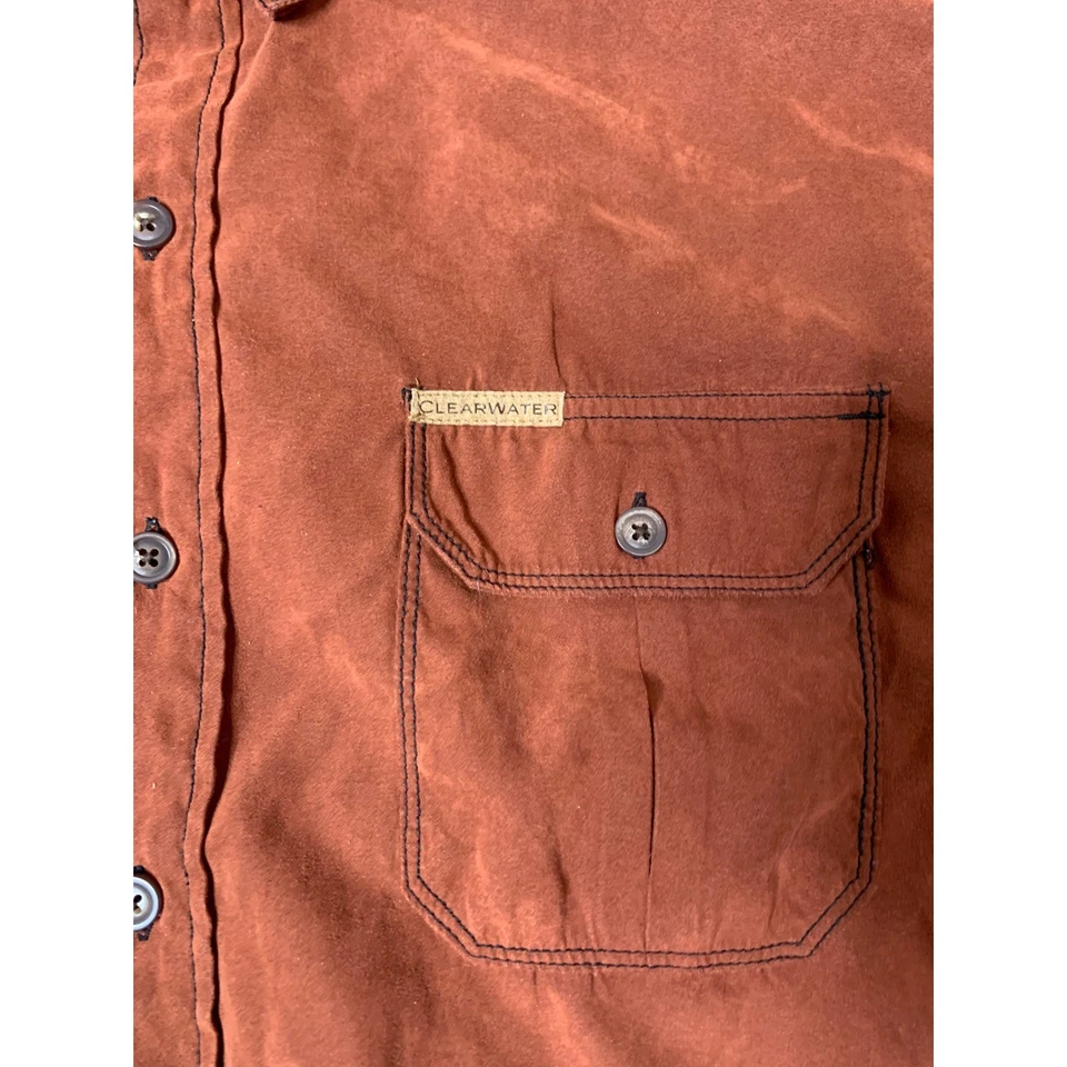 Clearwater Outfitters Mens XL Button Down Long Sleeve Rust Brown faux suede - Image 3 of 4