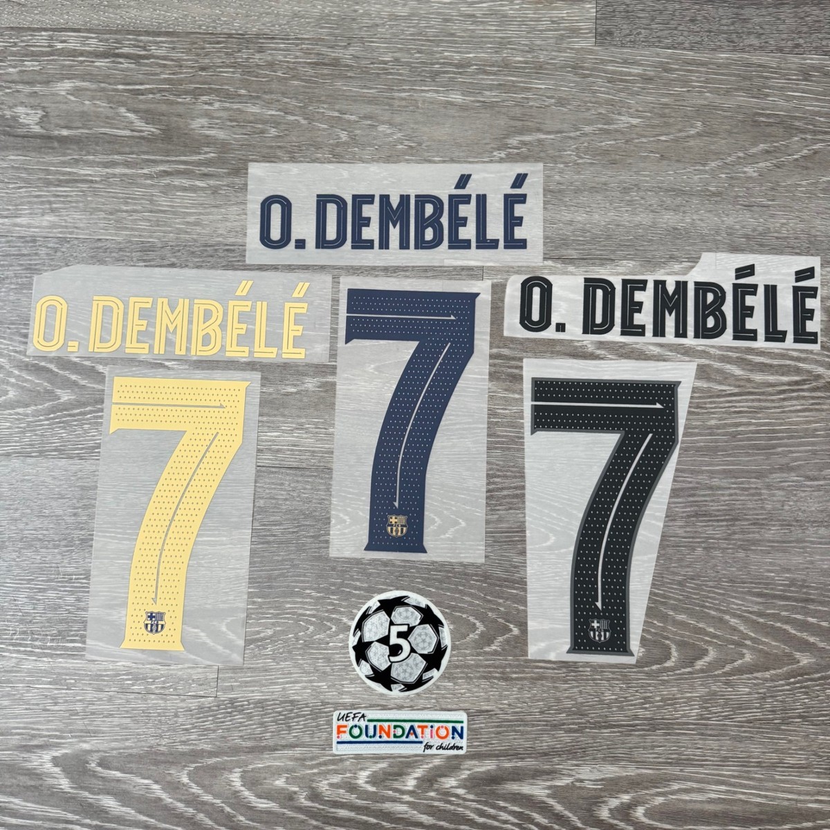 Barcelona O. Dembele 7 22/23 Full Kit Iron Patches + UCL + UEFA