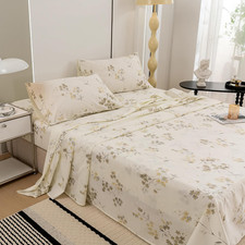 Queen Sheet Set - Vintage Floral, Deep Pocket, Soft Cooling