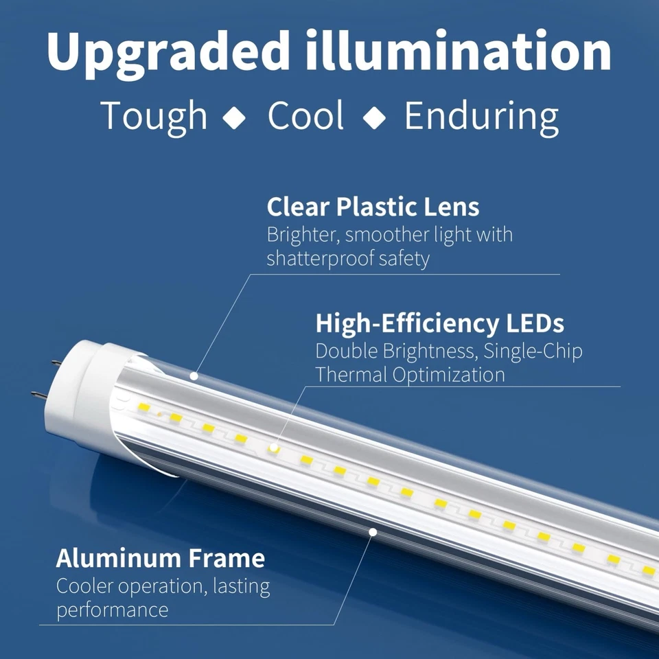 Fluorescent Light Bulbs Replacement 4FT T8 LED Bulbs Type AB 24W(65W Equivalent) - Image 4 of 4