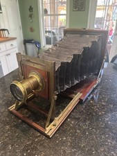Antique Whole Plate 6.5 X 8.5 Camera with Lens.