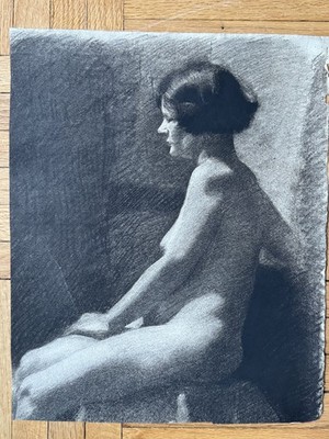 Beautiful 1920s Art Deco Figure Study Drawing Portrait woman Woman 13 x 16