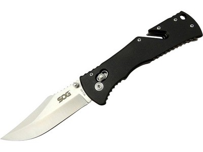 SOG Trident Assisted Opening Pocket Knife 3.75'' AUS8 Satin Clip Point Blade GRN