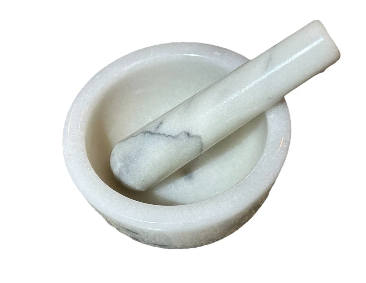 White Marble Mortar And Pestle 4.5” For Fresh Herbs Cooking