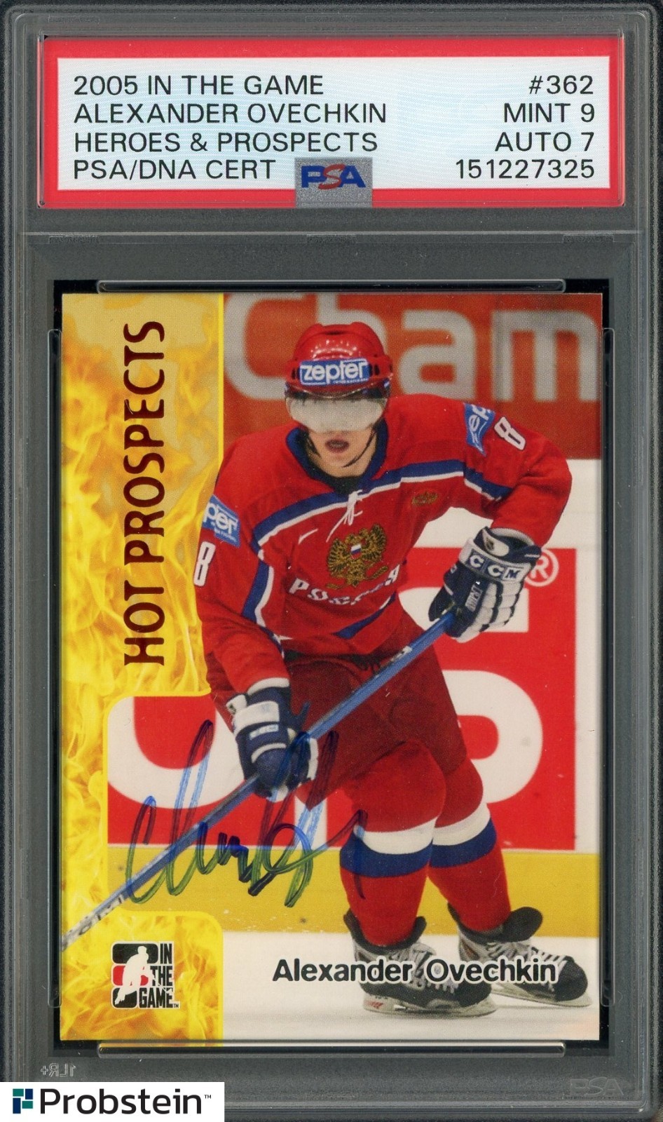 Alexander Ovechkin Signed 2005 IN THE GAME Hockey #362 RC PSA 9 PSA/DNA AUTO 7