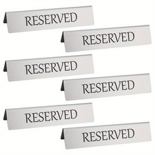 6pcs 304 Stainless Steel Reserved Table Signs Tent Signs for Restaurant Bar