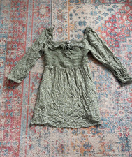 American Eagle green smocked floral ditsy babydoll mini dress small