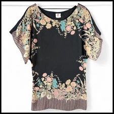 Free People Black Floral Lace Sheer Mini Dress Tunic Whimsigoth Fairycore Goth M