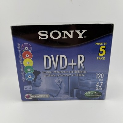 Sony DVD +R (5-PACK) 120 Minutes 4.7 GB Factory Sealed NEW NOS