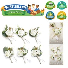 Boutonniere for Men, 6pcs Groom Groomsmen Boutonniere, Artificial Flowers for...