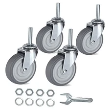  Caster Wheels 3 Inch Set of 4 Heavy Duty Threaded 3/8" -16 x 1-1/2"- No Brake