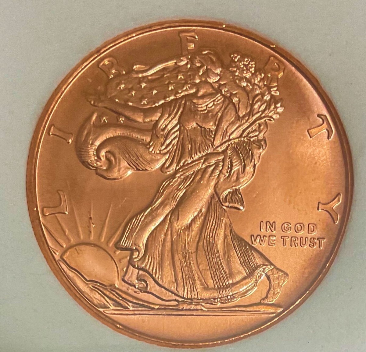 Superb 1 ounce .999 fine copper Walking Liberty Solid 1oz 39mm