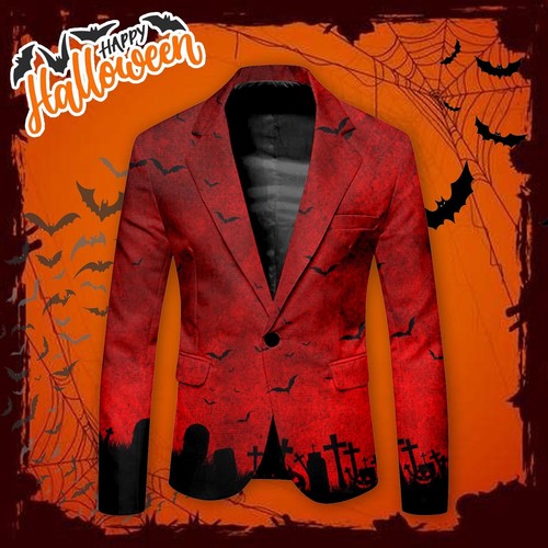 Suit Jackets for Men Men Halloween Themed Printed Suit Casual Loose Comfortable - Picture 11 of 32