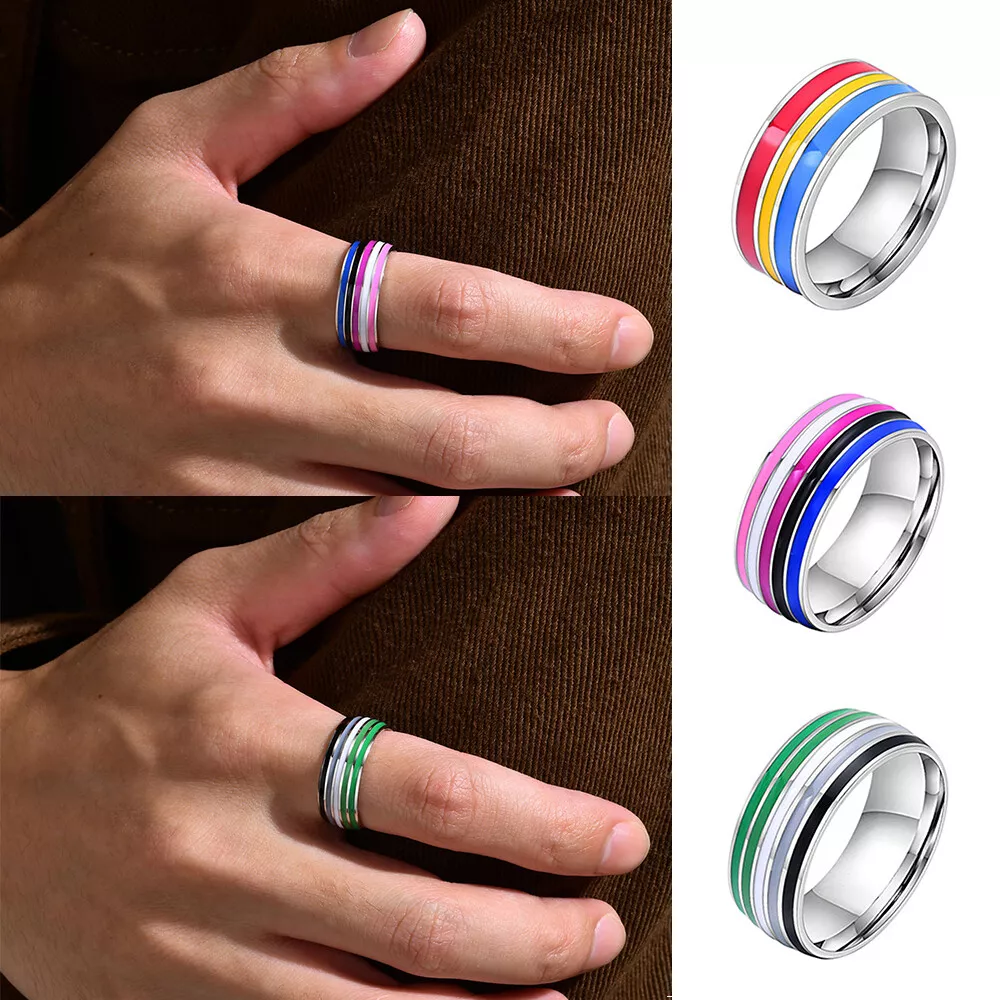 Mens rainbow hotsell ring