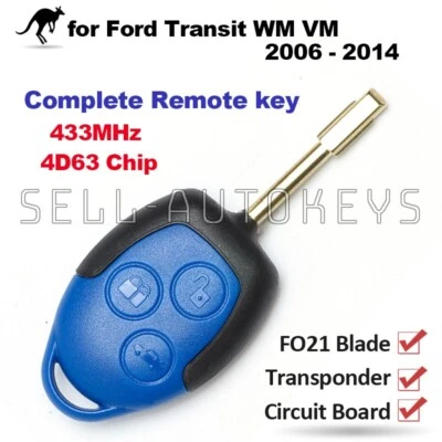 433MHz Suitable for Ford Transit WM VM 2006-2014 Complete Remote Key Fob FO21 - image 1 of 4