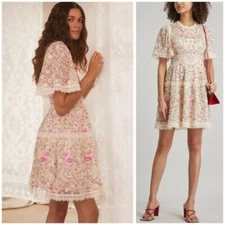 Needle & Thread Rosie Lace Mini-Dress Size 4 New Romantic