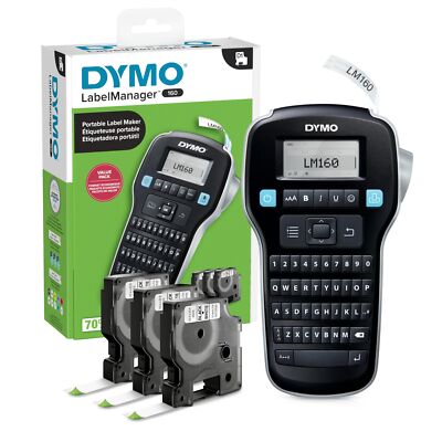 DYMO LabelManager 160 Portable Label Maker with 3 Tapes QWERTY Keyboard