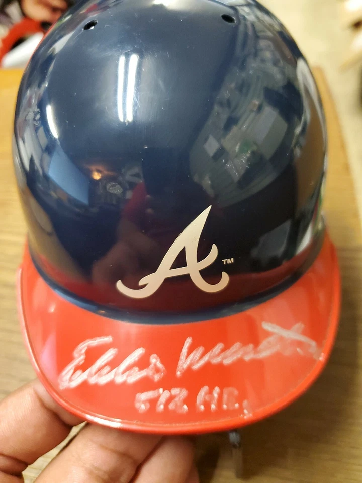 EDDIE MATHEWS 512 HR INSCRIPTIONS MINI HELMET MILWAUKEE BRAVES - Image 3 of 3