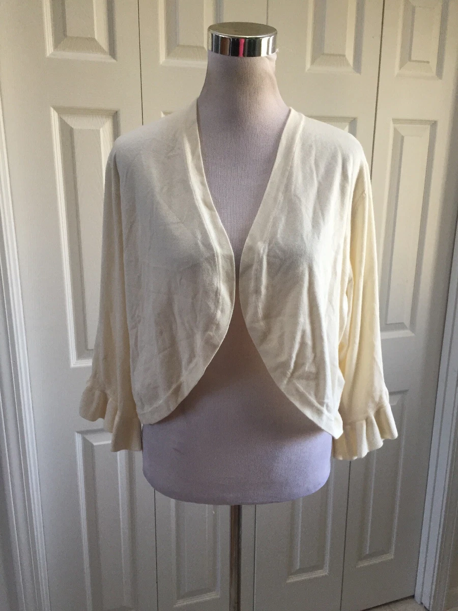 NWT Lane Bryant Ivory Ruffle Cuff Bolero Shrug Sweater Plus 26 28