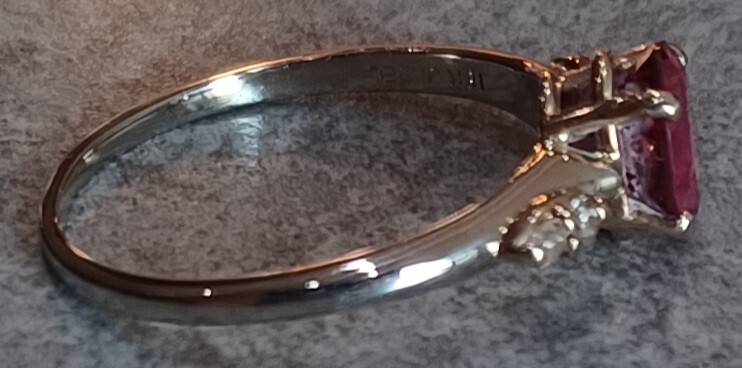 18kt. Solid White Gold, Ruby & Diamond Ladies Rin… - image 3