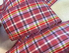 Vintage Plaid 1960s Ribbon 1.5" Grape Multi 1yd Made in France