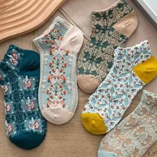 5 pack M Women's Vintage Style Short Socks Unique Cute socks