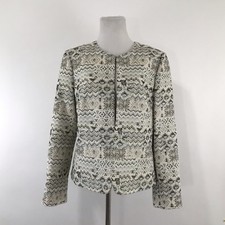 TAHARI ASL Blazer Jacket Single Hook Closure Brocade Metallic 10