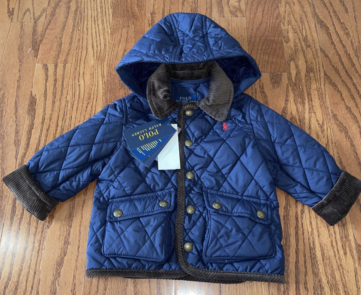 NWT Polo Ralph Lauren Quilted Jacket Toddler Sz 2T Boy’s Navy Corduroy  Collar