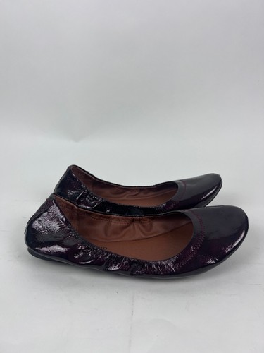 Lucky Brand Emmie Womens Burgundy Patent Ballerina Scrunch Ballet Flat Size 9.5M - Picture 3 of 8