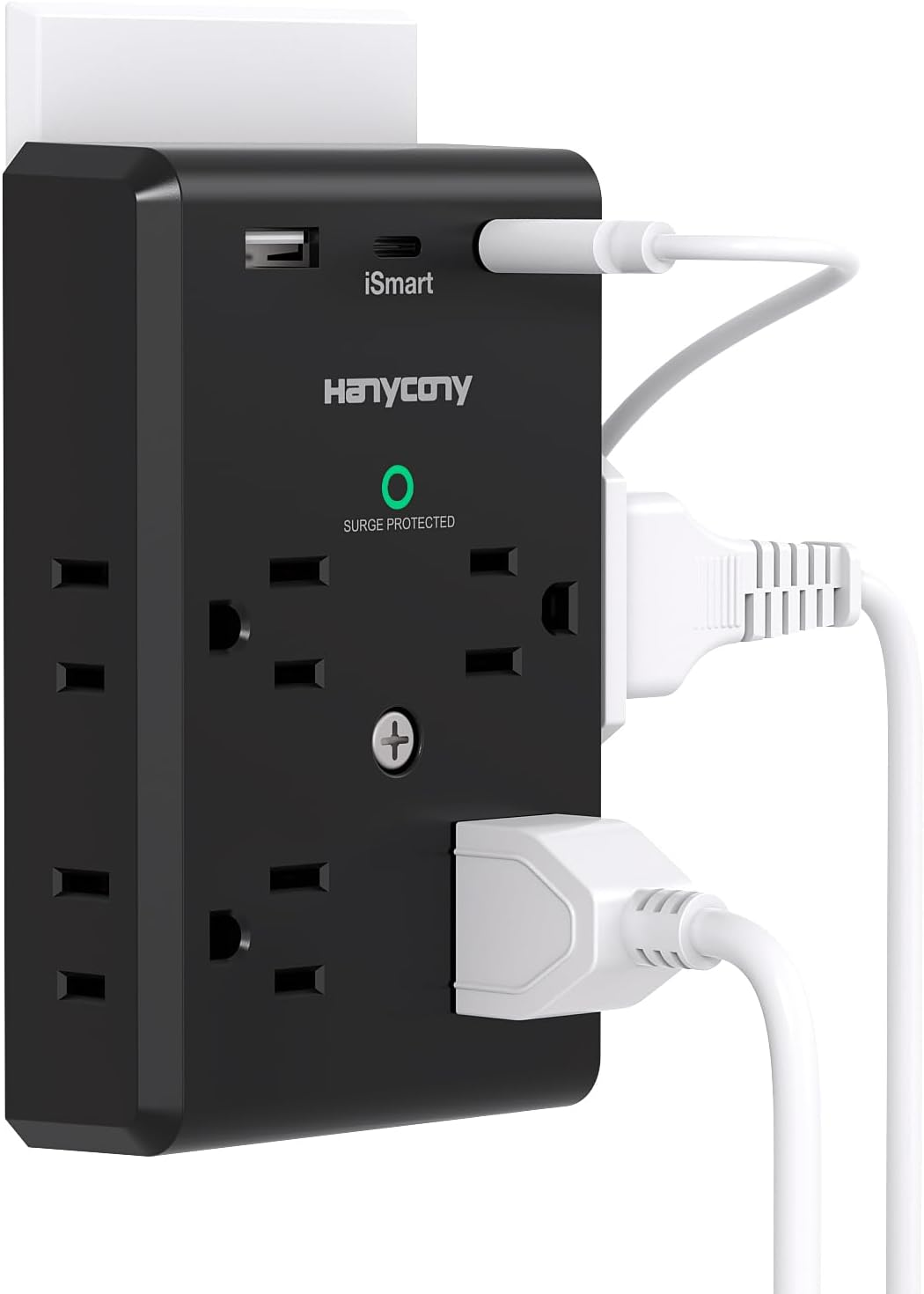 Surge Protector Outlet Extender with USB C Ports - 3 Sided Power Strip with 8 Ou-image