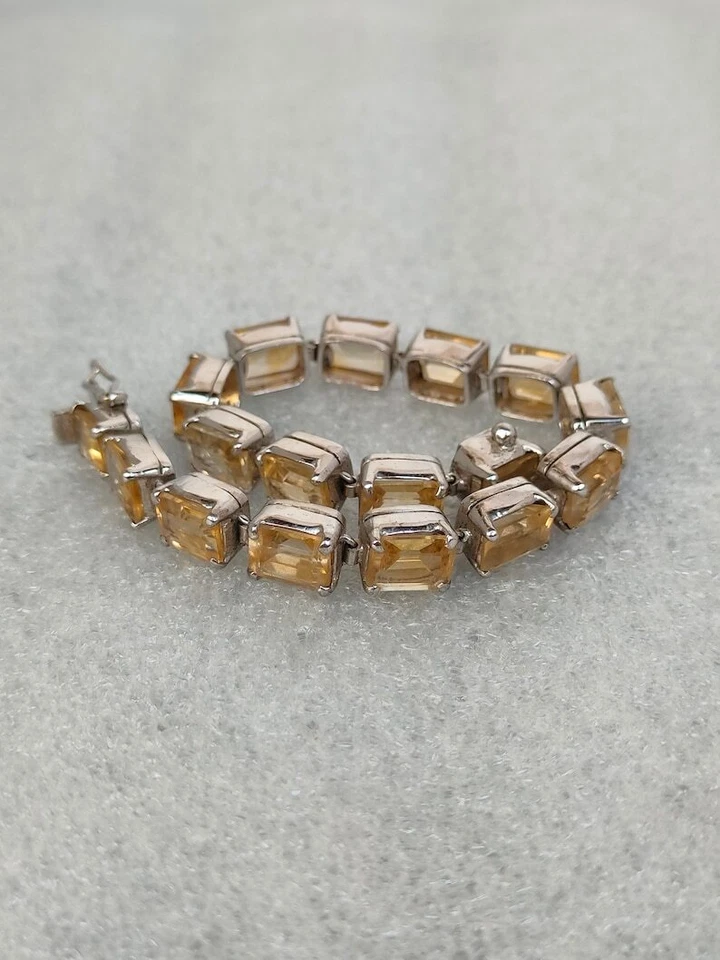 23.30 Ct Natural Citrine Tennis Bracelet 925 Solid Sterling Silver - Image 2 of 4