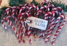 24 Primitive Coffee Stained Chenille Candy Canes Christmas Ornaments Farmhouse
