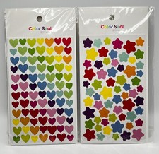 Colorful Hearts  Stars 2 New Packs Rainbow of Stickers 12 Sheets