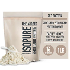 Isopure Protein Powder, Whey Protein Isolate Powder, 25g Protein, Unflavored 1lb