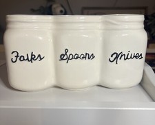 Home Essentials Ceramic White Mason Jar Flatw...