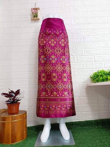 LAOS/THAI SILK SARONG SKIRT WAIST ONE SIZE WRAP AROUND/LENGTH 34/35" - Picture 50 of 117